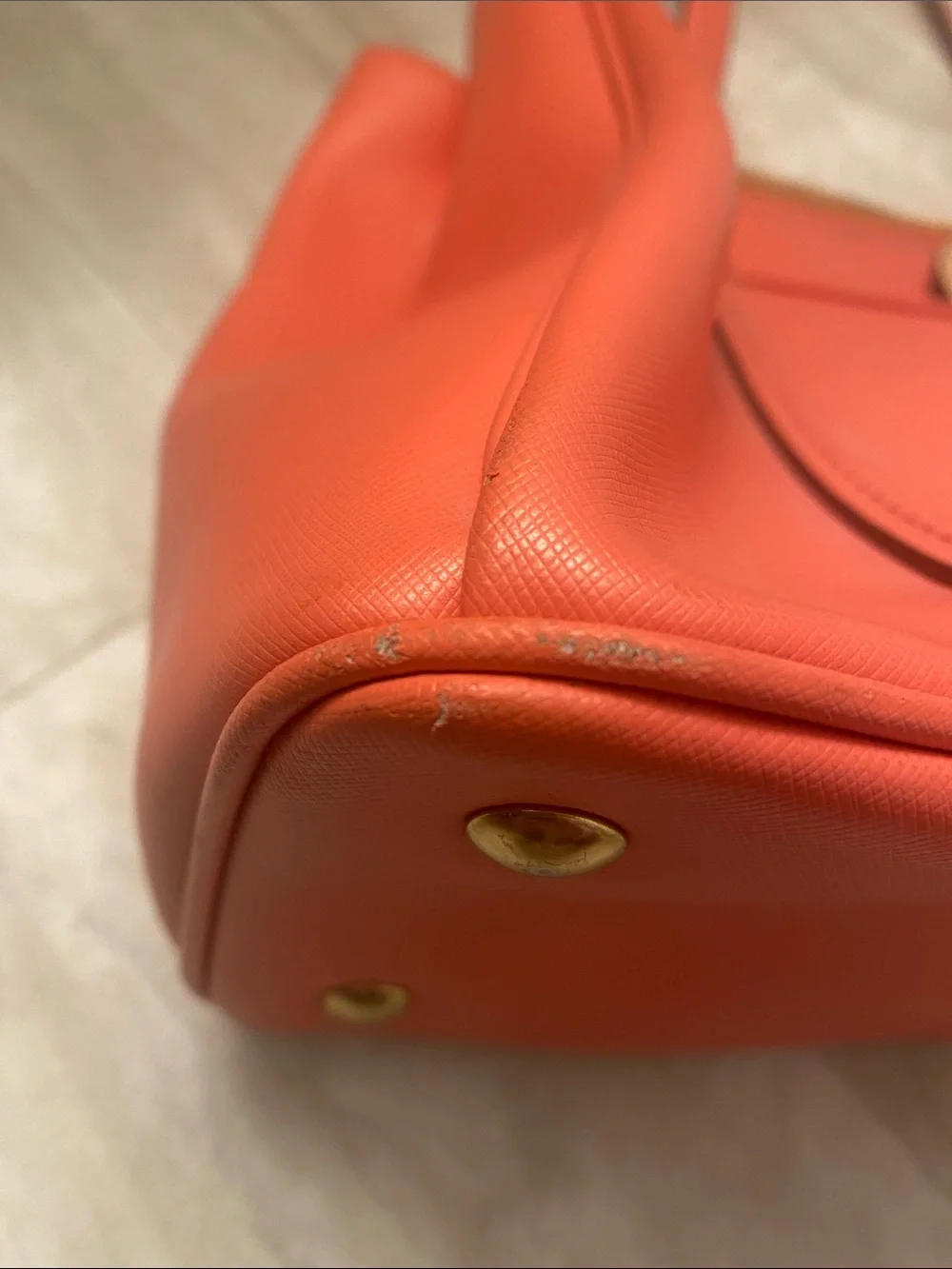Coach Coral/Peach Leather Triple-Zip Tote